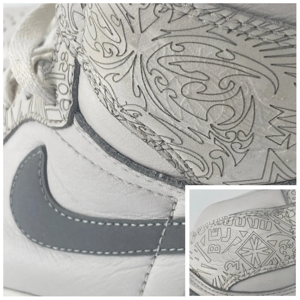 Air Jordan 1 HI OG Laser‎ White Met Silver 705289-100 Retro High top US Size 10